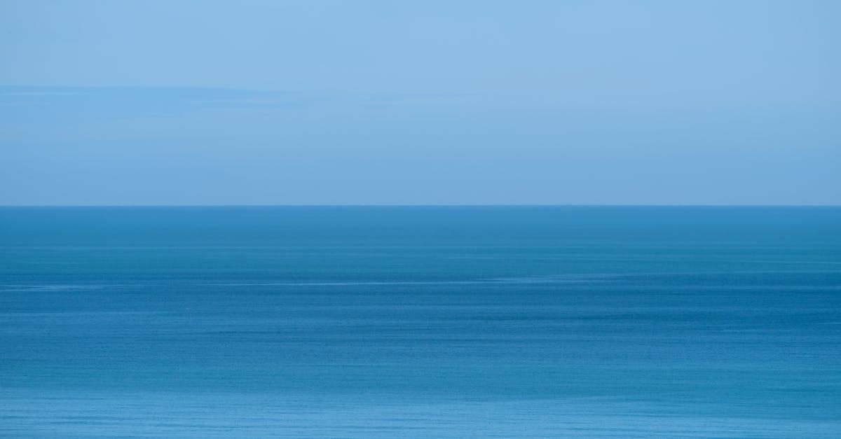 Calm blue sea under a light blue sky creating a peaceful horizon.